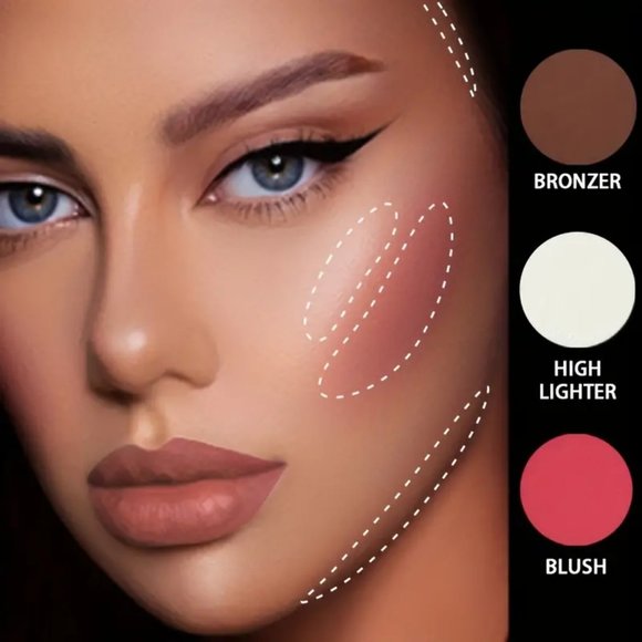 Highlight, Contour, and Blush with this Professional 3-in-1 Palette for Women - Picture 3 of 8